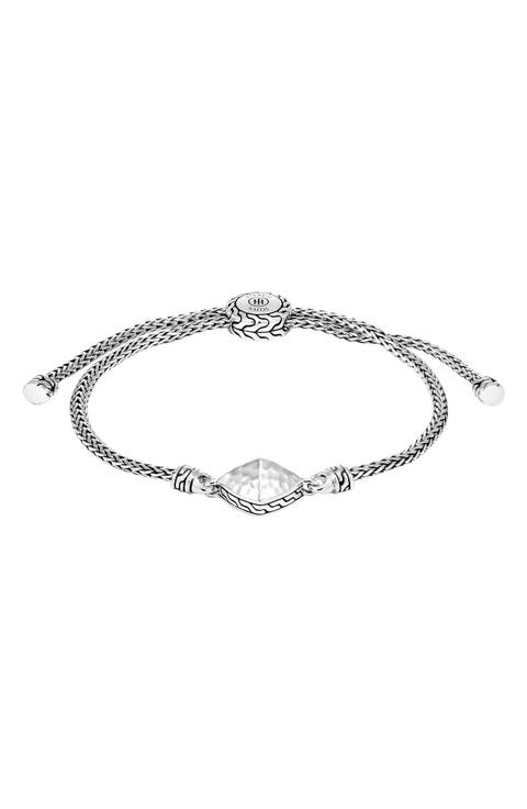 Sterling Silver Classic Chain Hammered Bracelet