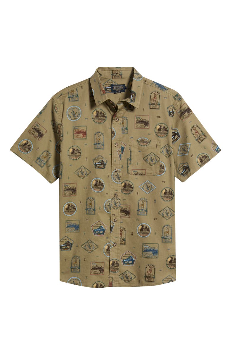 Pendleton Shoreline Short Sleeve Cotton Button-Up Shirt, Main, color,
