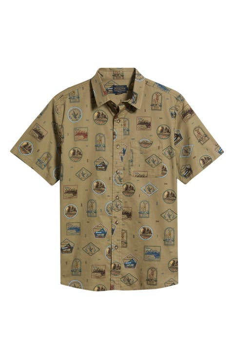 Shoreline Short Sleeve Cotton Button-Up Shirt
