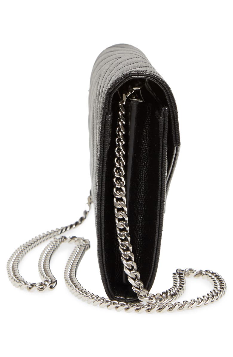Saint Laurent Cassandre Matelassé Leather Wallet on a Chain, Alternate, color,