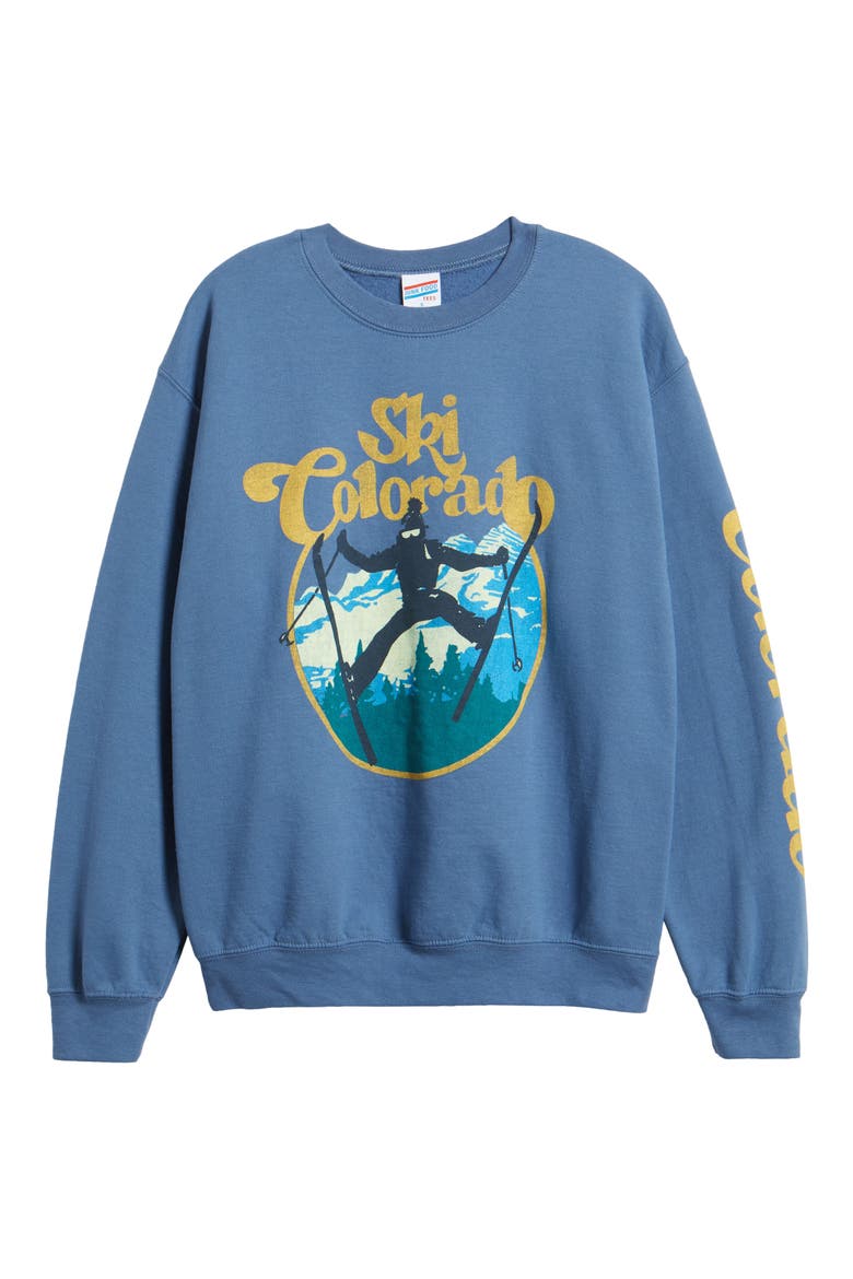 Ski Colorado Cotton Graphic Sweatshirt, Alternate, color, INDIGO BLUE