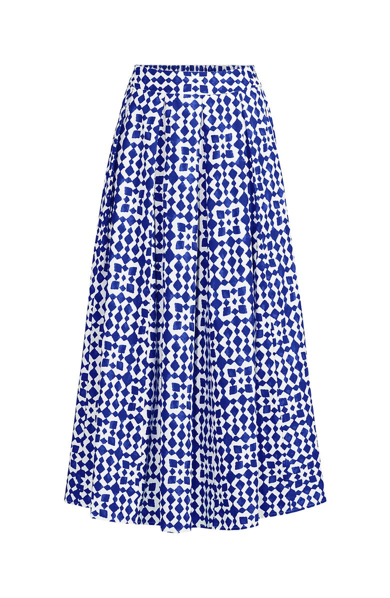 Lands' End Poplin Godet Maxi Skirt, Alternate, color, Blue Breeze Painted Geo