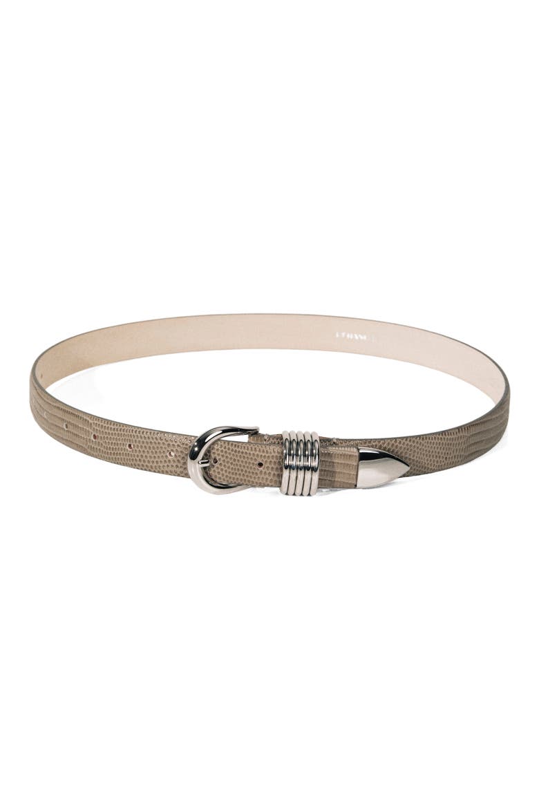 Hollyhock Lizard-Embossed Leather Belt, Main, color, GREY SNAKE/ SILVER