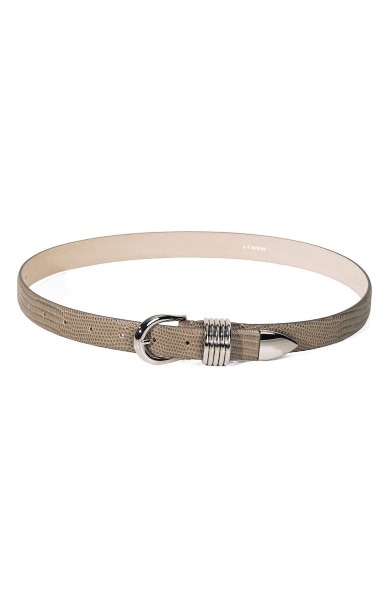 Déhanche Hollyhock Lizard-Embossed Leather Belt, Main, color, Grey Snake/ Silver