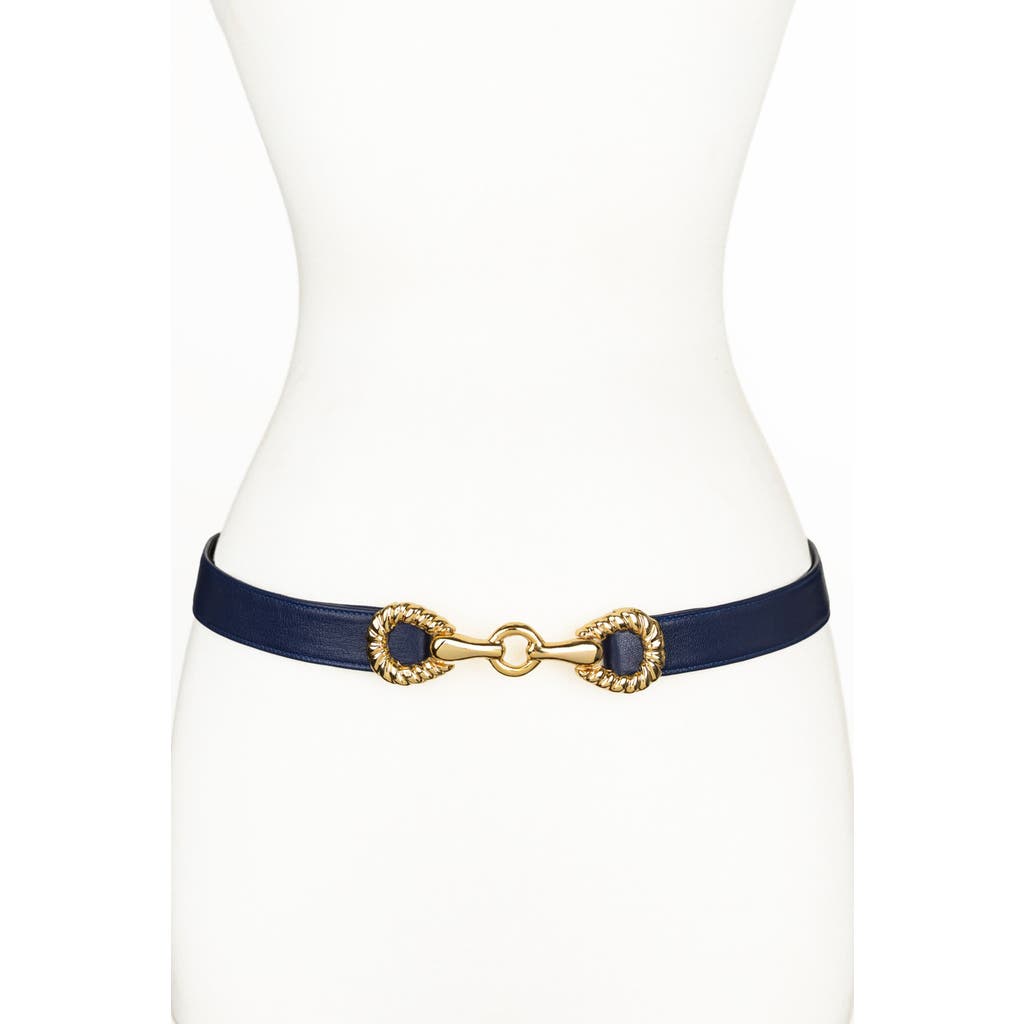 Raina Belts Rider Circle Buckle Leather Belt In Blue