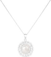 SPLENDID PEARLS 7-8mm Cultured Pearl & CZ Pavé Pendant Necklace