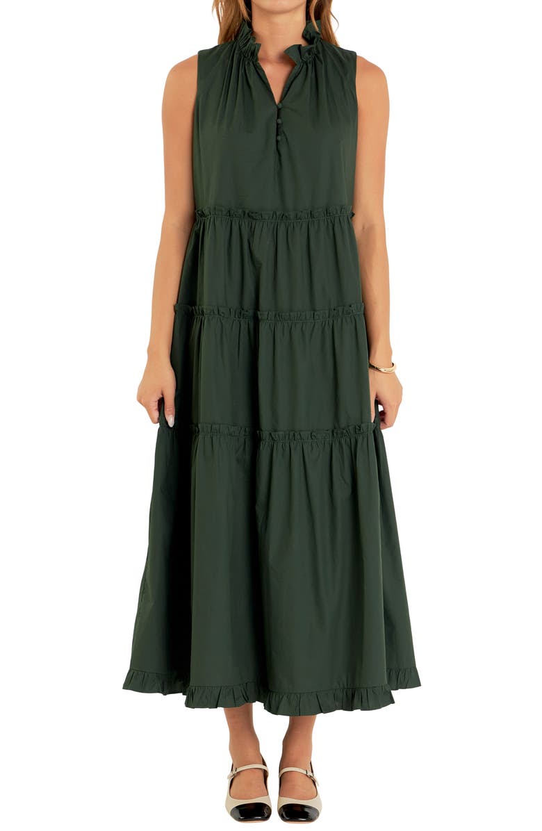 English Factory Sleeveless Tiered Cotton Maxi Dress, Alternate, color,