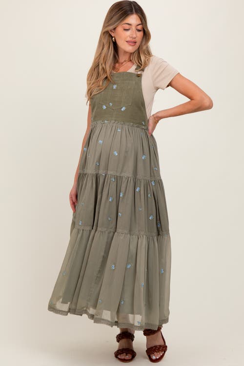 Pinkblush Embroidered Floral Skirtall In Green