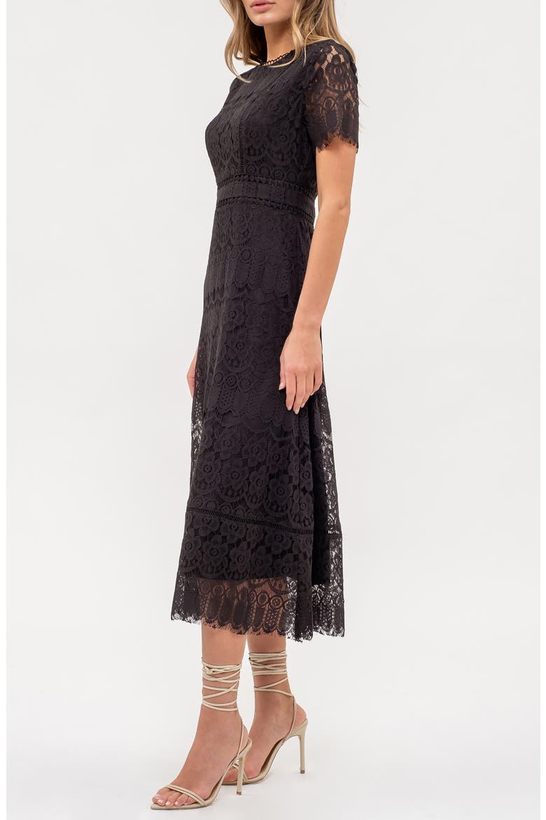 scalloped lace midi dress august sky - Off White