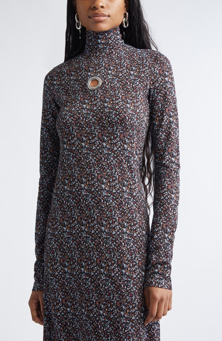 Rabanne Grommet Detail Long Sleeve Knit Dress, Alternate, color, Black / Blue / Red