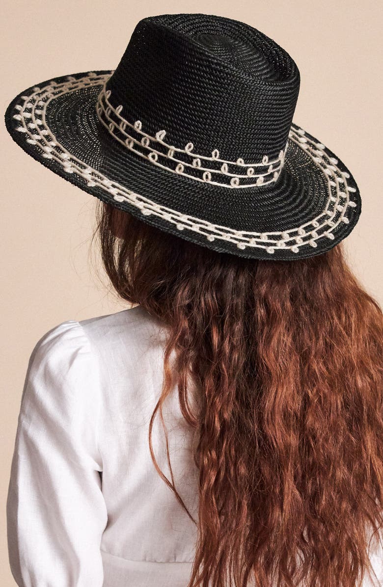 Brixton Joanna Embroidered Straw Hat, Alternate, color,