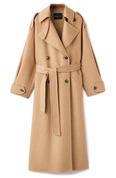 Selection Double-Breasted Wool Blend Trench Coat