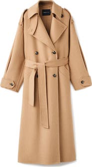 MANGO Selection Double-Breasted Wool Blend Trench Coat