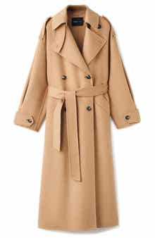 MANGO Selection Double-Breasted Wool Blend Trench Coat