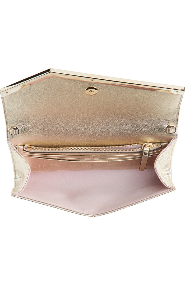 Jimmy Choo Emmie Glitter Leather Clutch, Alternate, color, Platinum Ice/ Light Gold