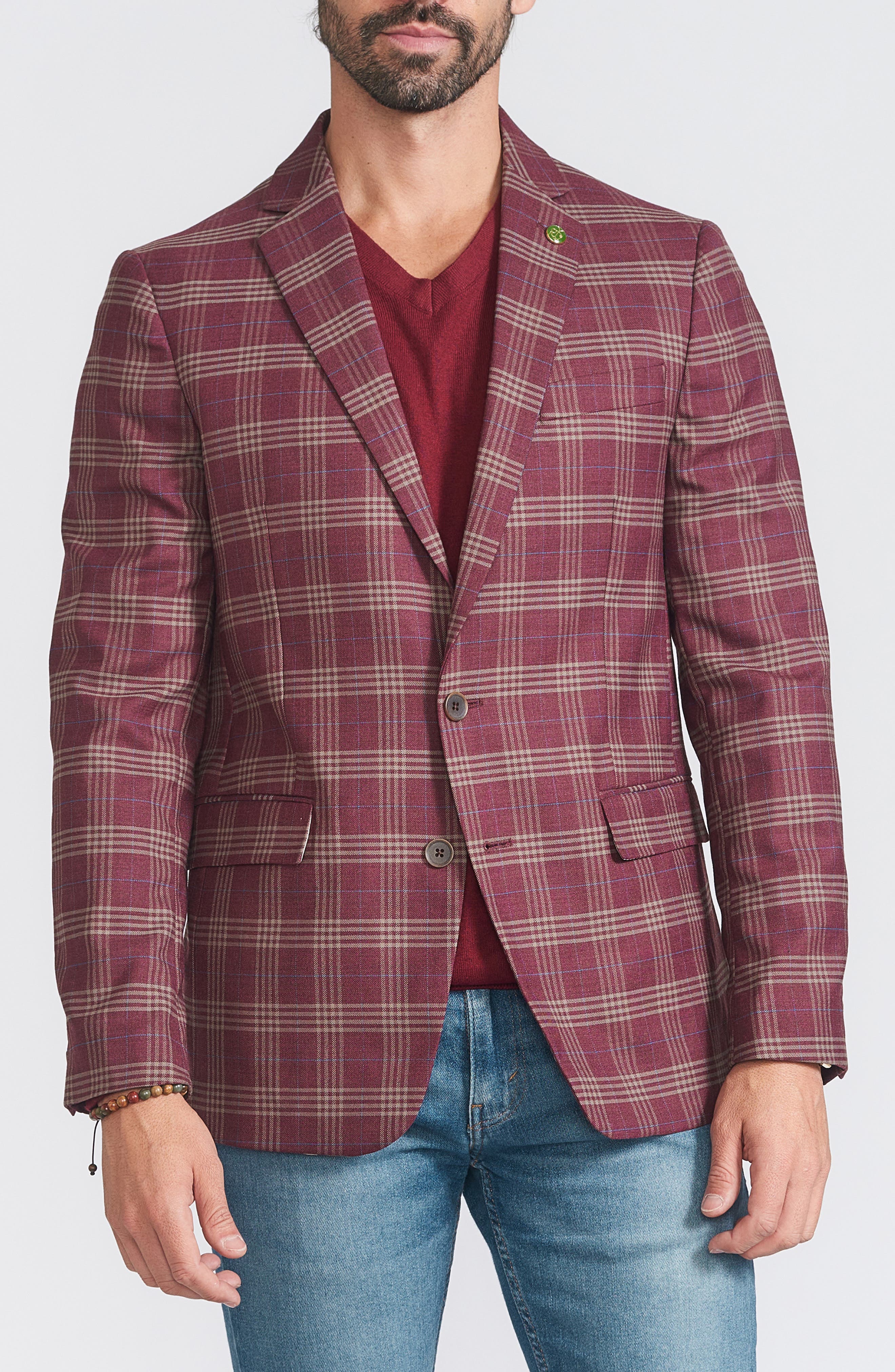 CRICKETEER Plaid Print Wool Blend Sport Coat