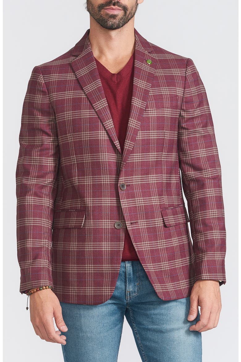 Plaid Print Wool Blend Sport Coat, Main, color, RUST