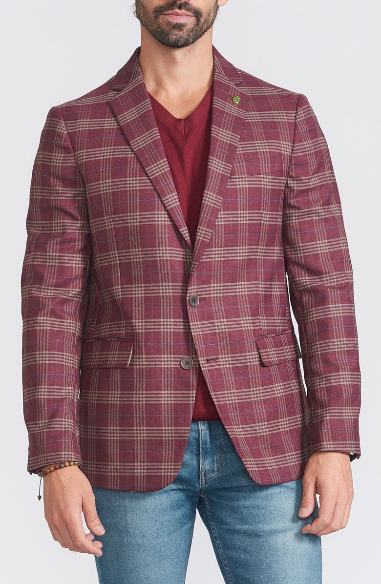 CRICKETEER Plaid Print Wool Blend Sport Coat, Main, color, Rust
