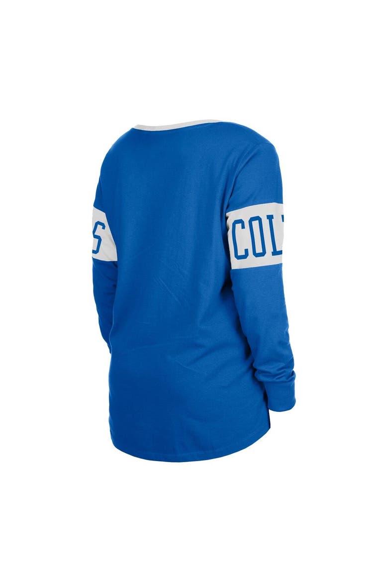 Women's New Era Blue Indianapolis Colts Lace-Up Notch Neck Long Sleeve T-Shirt, Alternate, color, Blue