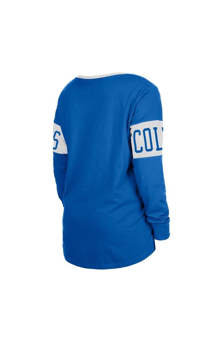 New Era Women's New Era Blue Indianapolis Colts Lace-Up Notch Neck Long Sleeve T-Shirt, Alternate, color, Blue