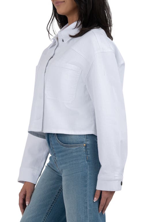 Shop Kut From The Kloth Billie Crop Denim Jacket In Optic White