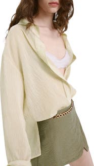 MANGO Relaxed Fit Stripe Button-Up Shirt