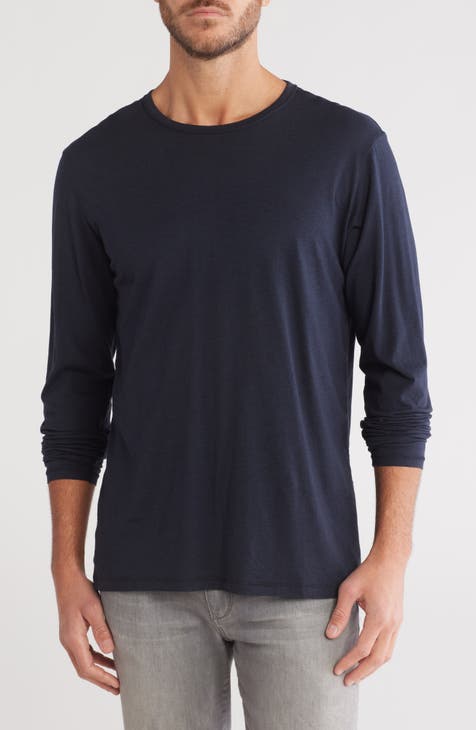 Rag and Bone navy blue grey neck longsleeve cotton blend hot tee