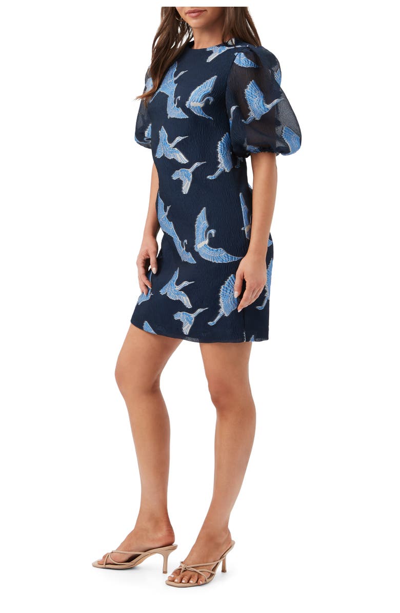 Trina Turk Ringo Puff Sleeve Crane Dress, Alternate, color, Ink Multi