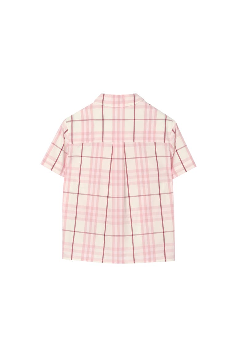 Girls' Check Cotton Shirt, Alternate, color, Flora pink