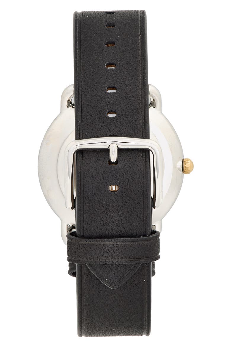 Elliot Leather Strap Watch, Alternate, color, SILVER WHITE