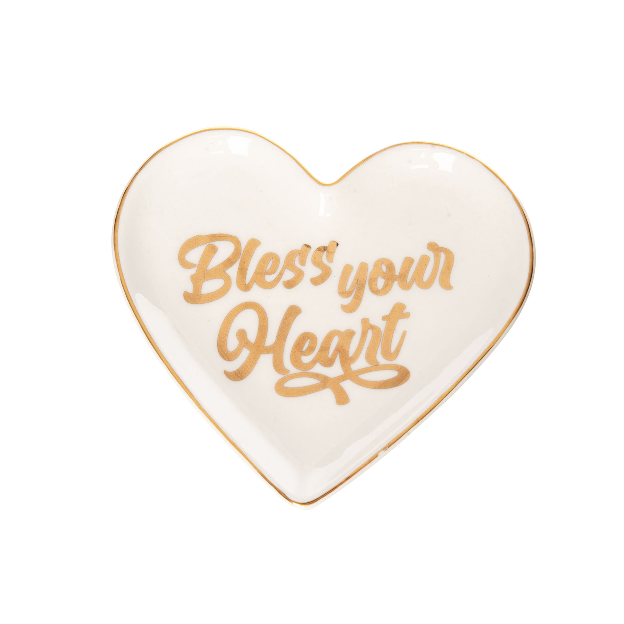 Totalee Gift Bless Your Heart Trinket Tray Ceramic Gold In Multi