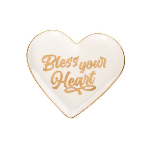 Bless Your Heart Trinket Tray Ceramic gold