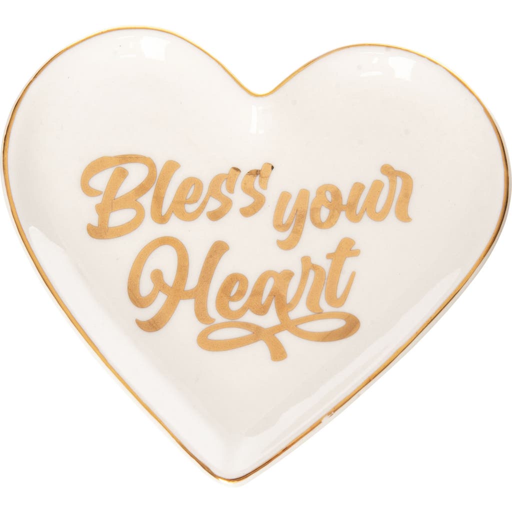 Totalee Gift Bless Your Heart Trinket Tray Ceramic Gold In Multi