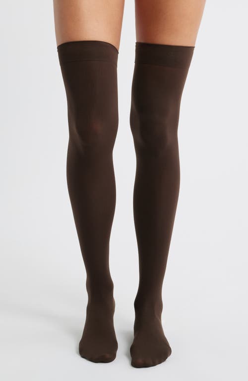 Hue Qpaque Over The Knee Socks In Brown