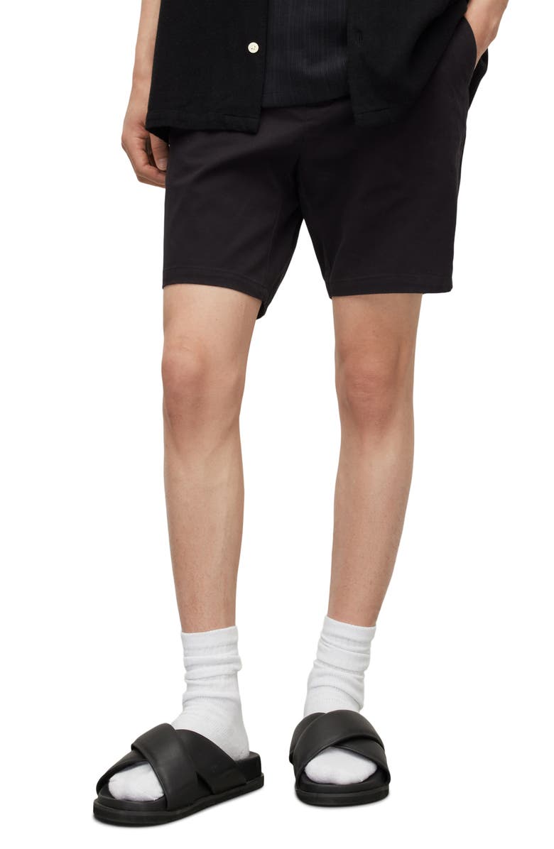 AllSaints Neiva Flat Front Stretch Twill Shorts, Main, color,