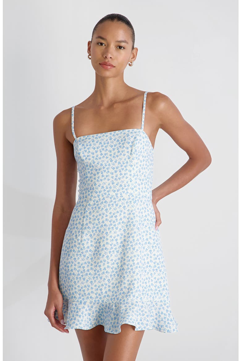 Stacey Frill Hem Minidress, Alternate, color, WHITE-POOLSIDE BLUE