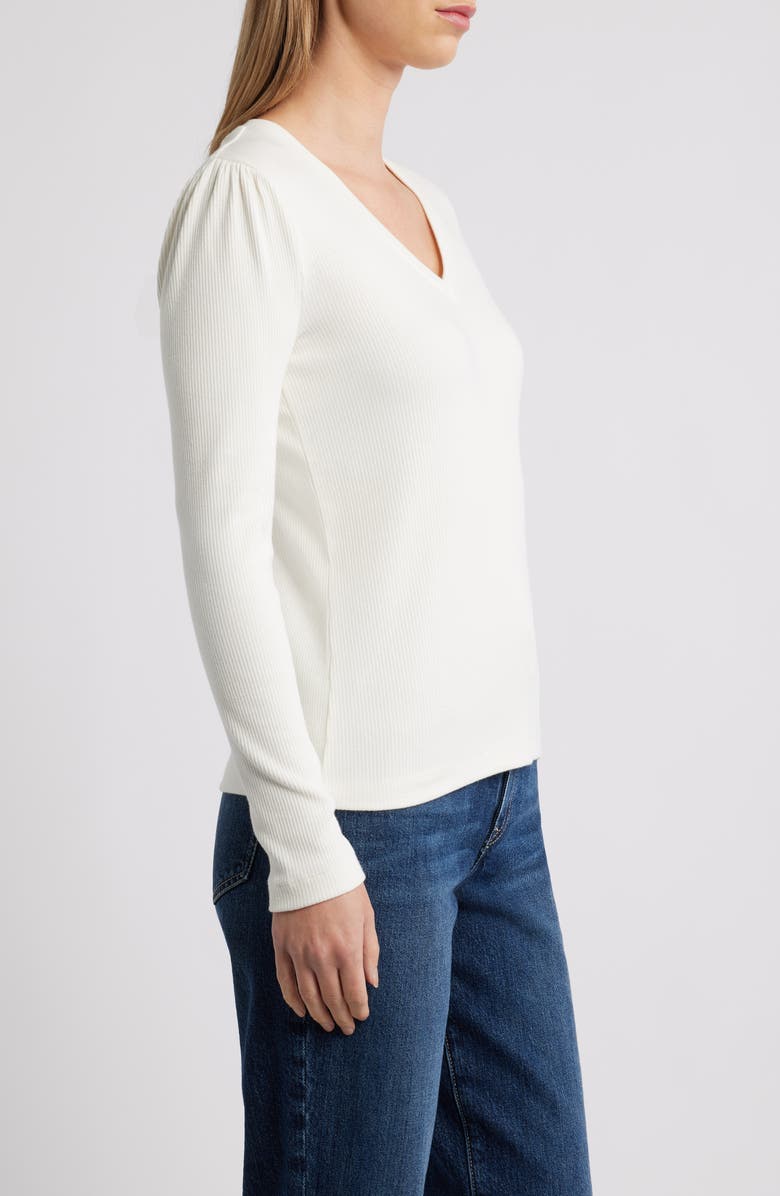 Caslon<sup>®</sup> Long Sleeve Rib T-Shirt, Alternate, color, Ivory Pristine