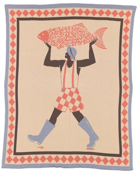 Un Beau Poisson Knit Throw Blanket