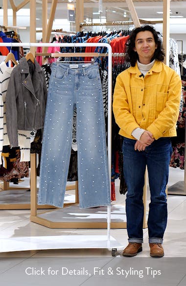 PTCL High Waist Faux Pearl Flare Leg Jeans | Nordstrom