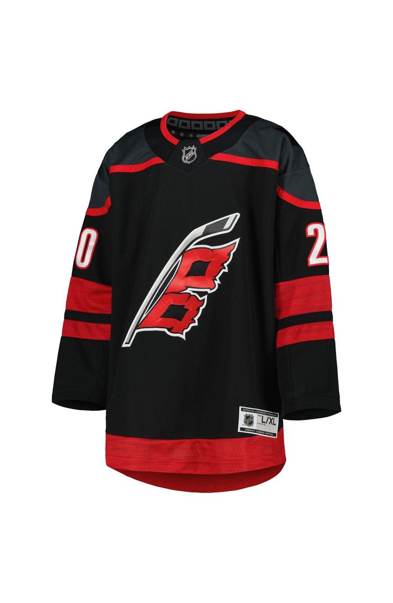 Outerstuff Youth Sebastian Aho Black Carolina Hurricanes Home Premier Player Jersey, Alternate, color, Black