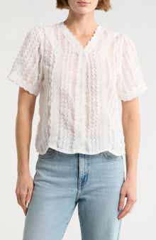 Forgotten Grace Lace Texture Short Sleeve Button-Up Shirt