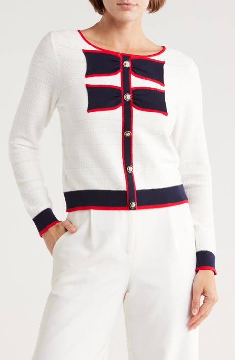Contrast Tipped Bow Sweater