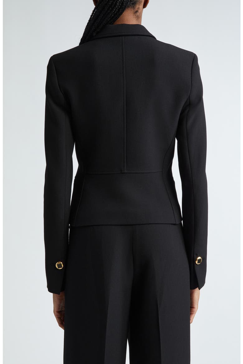 Double Breasted Stretch Crepe Crop Jacket, Alternate, color, BLACK