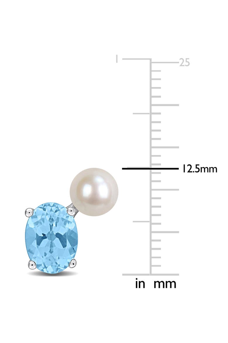 5.5-6mm Cultured Freshwater Pearl & Sky Blue Topaz Stud Earrings, Alternate, color, BLUE