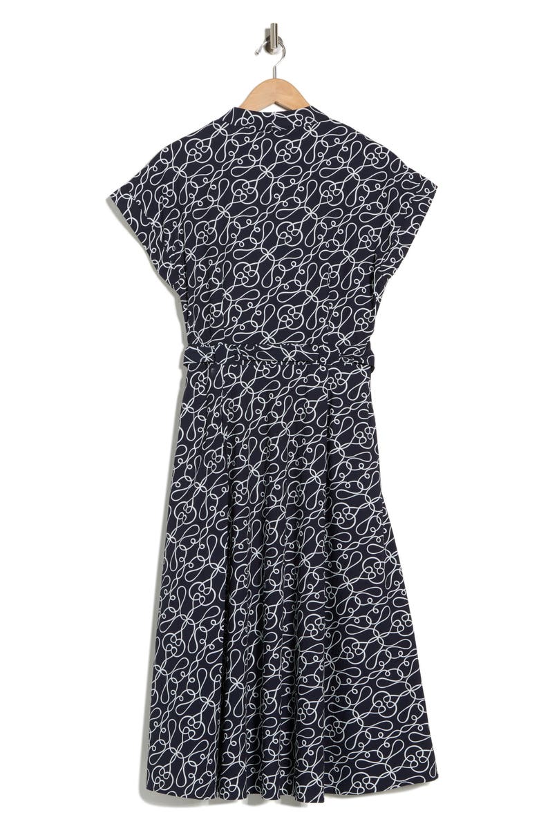T Tahari Short Sleeve Fit & Flare Midi Dress, Alternate, color, Knotted Dream Print
