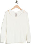 GO COUTURE V-Neck Cold Shoulder Sweater