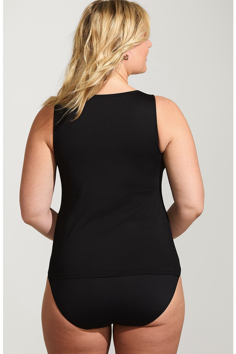 Plus Size DD-Cup Chlorine Resistant Square Neck Underwire Tankini Top Swimsuit Adjustable St, Alternate, color, Black