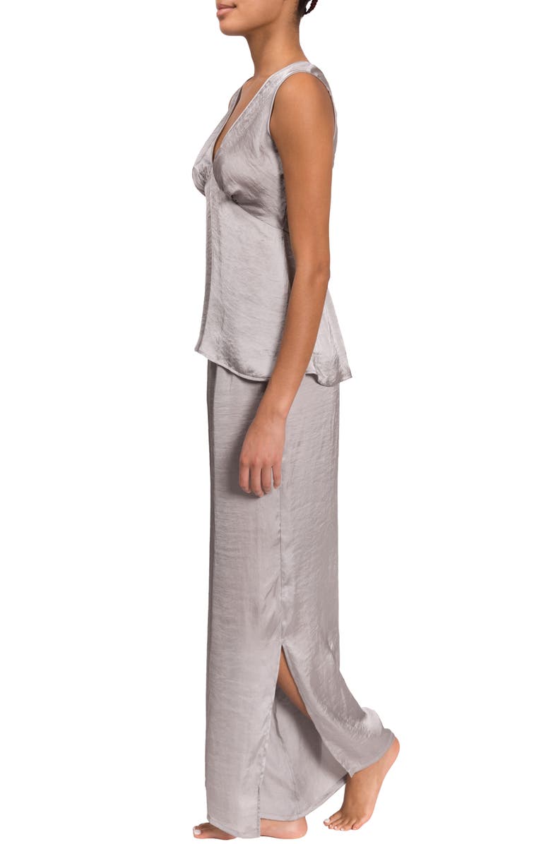 Everyday Ritual Wide Leg Satin Pajamas, Alternate, color, Oyster Grey