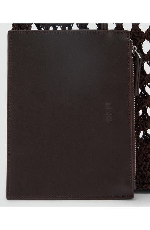 Mango Openwork Crochet Straw Shopper