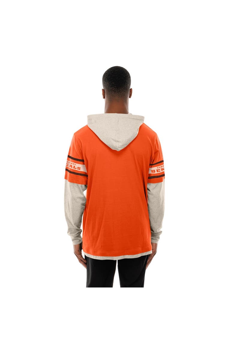 Men's New Era  Orange Cincinnati Bengals Twofer Layered Long Sleeve Hoodie T-Shirt, Alternate, color, Orange